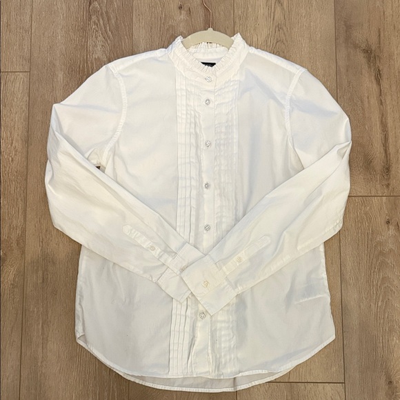 GAP White Ruffled Collar Button-Front Top - Picture 4 of 4